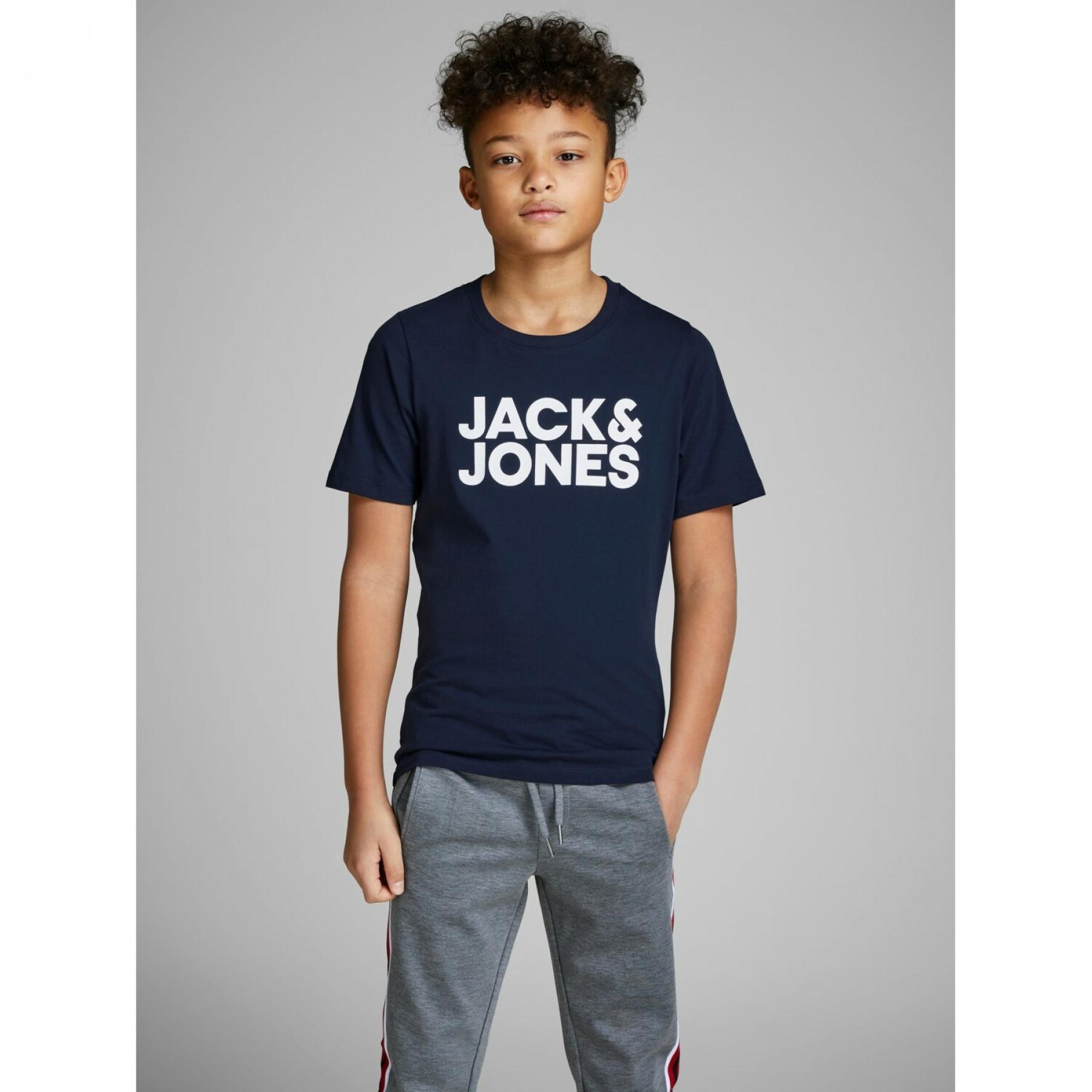 Dziecięca koszulka z dekoltem Jack & Jones ecorp logo