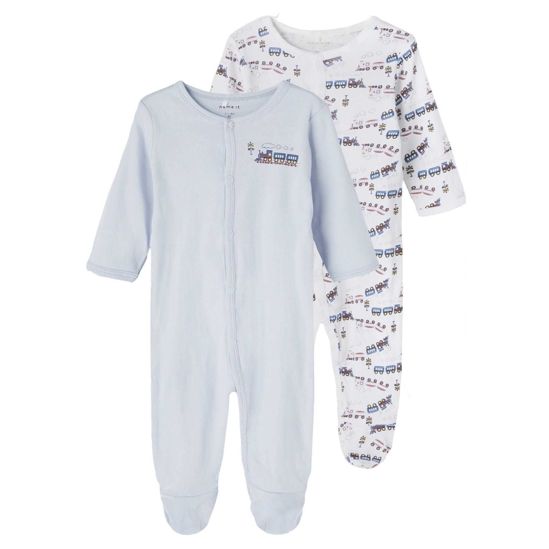 Zestaw 2 piżam chłopięcych dla niemowląt Name it Nightsuit Heather Train