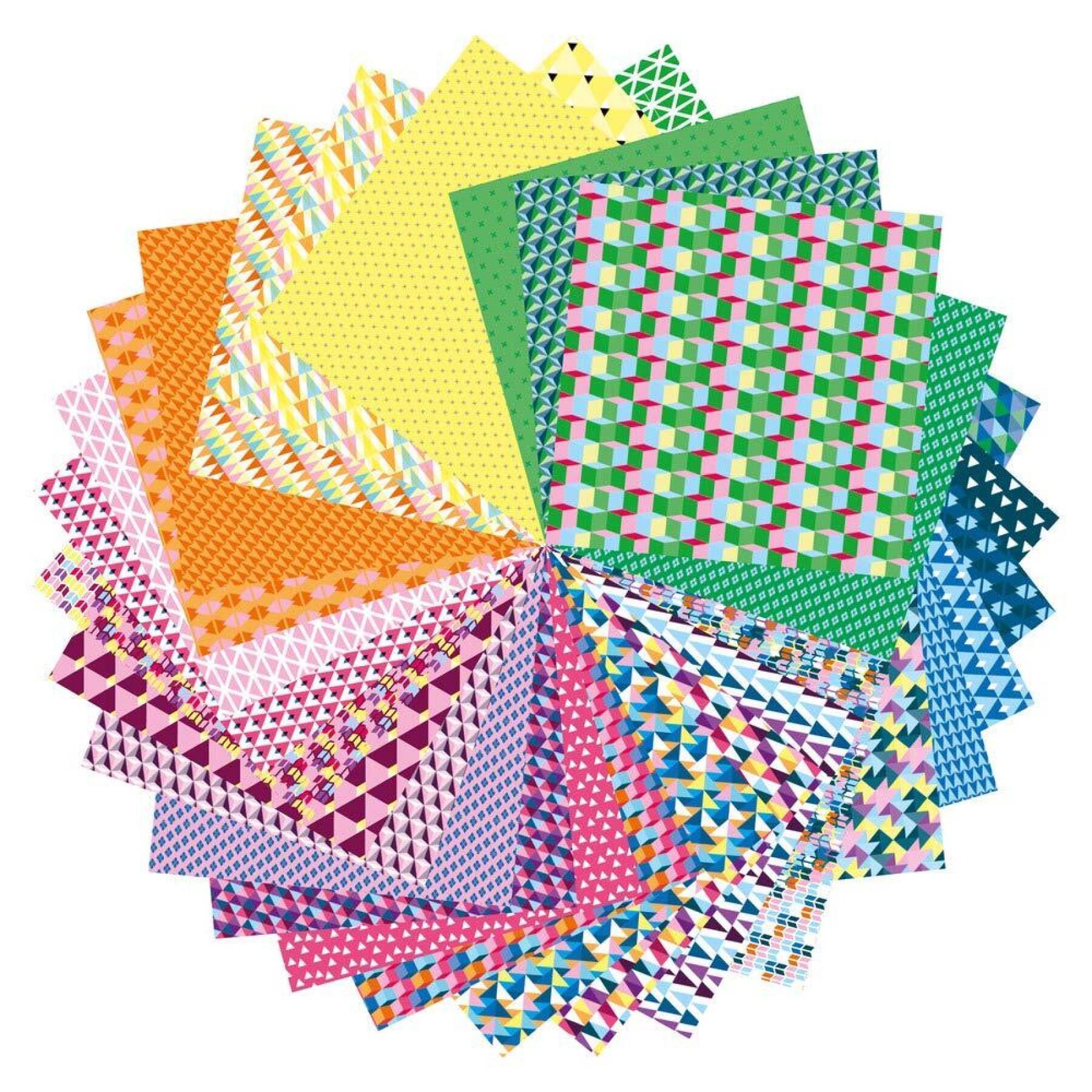 60 arkuszy origami Avenue Mandarine Geometric 20 x 20 cm, 70g
