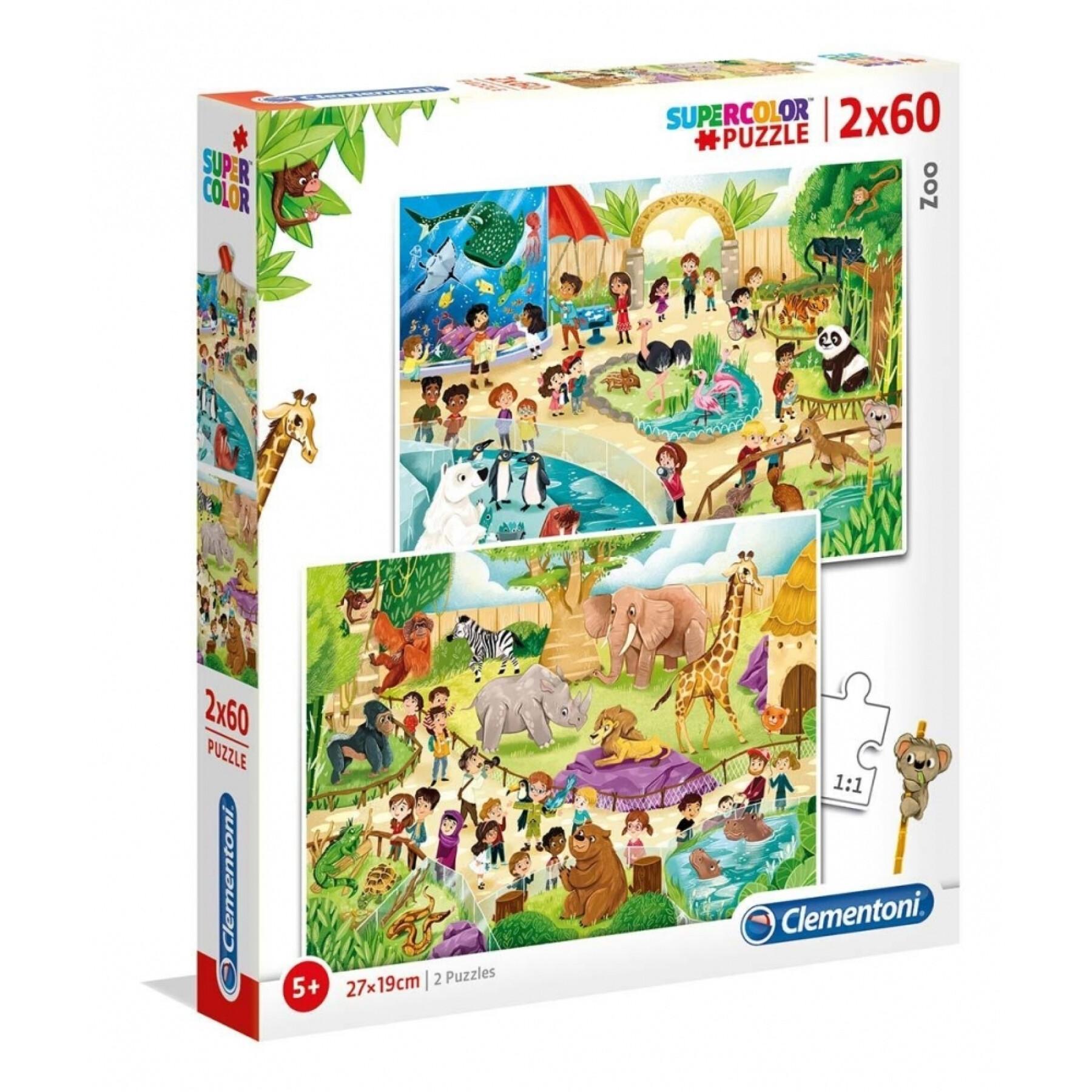 Puzzle 2-elementowe x 60 pièces Clementoni Zoo