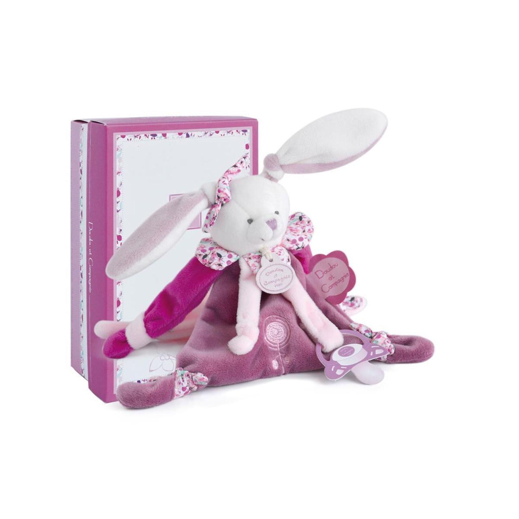 Pluszowy króliczek Cherry z klipsem do smoczka Doudou & compagnie