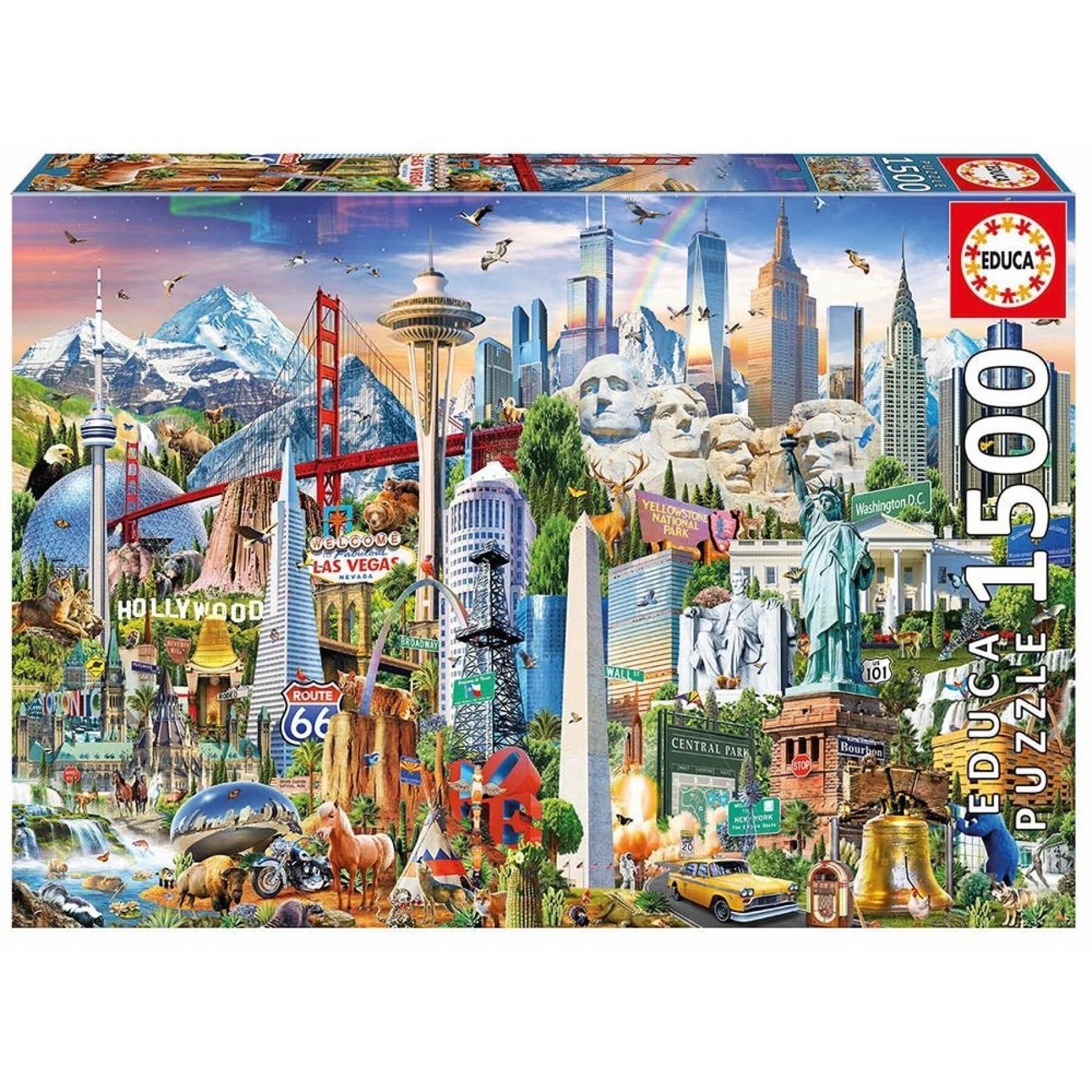 1500 częściowe puzzle Educa Simbolo América