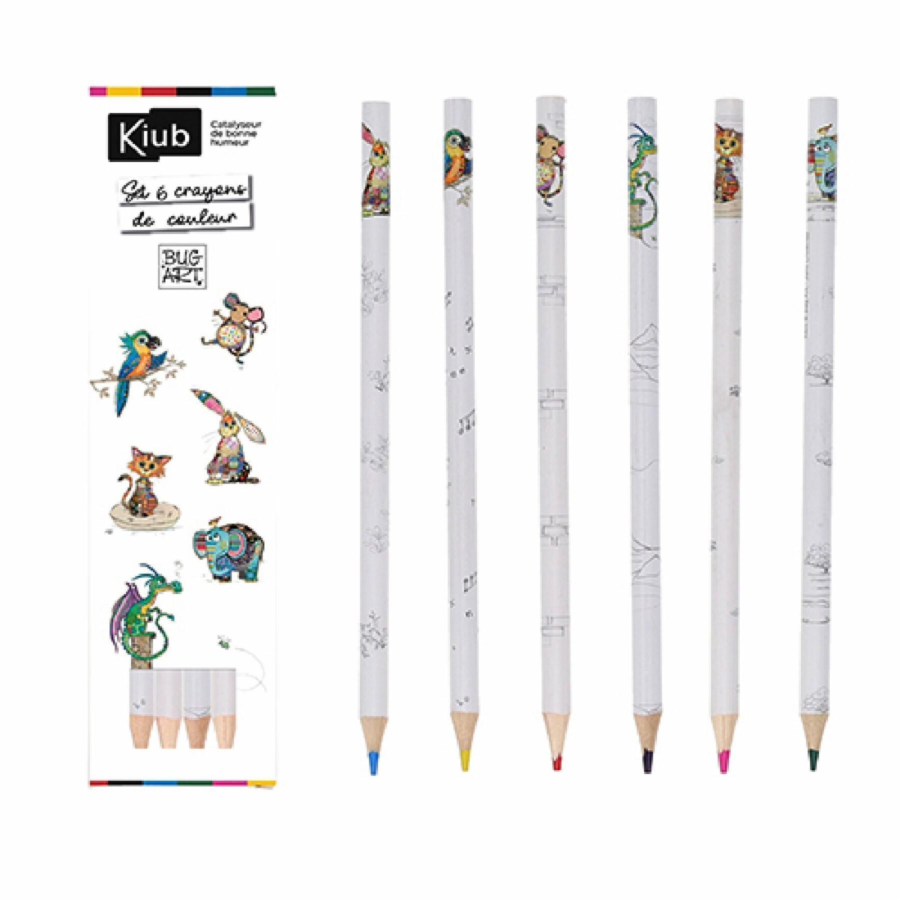 Zestaw 6 kolorowych kredek ołówkowych Kiub Kook