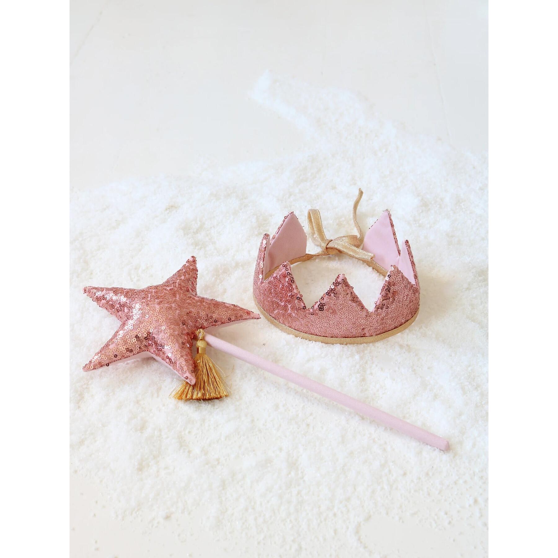 Wróżkowa korona i magiczna różdżka Moi Mili Pink Sequins