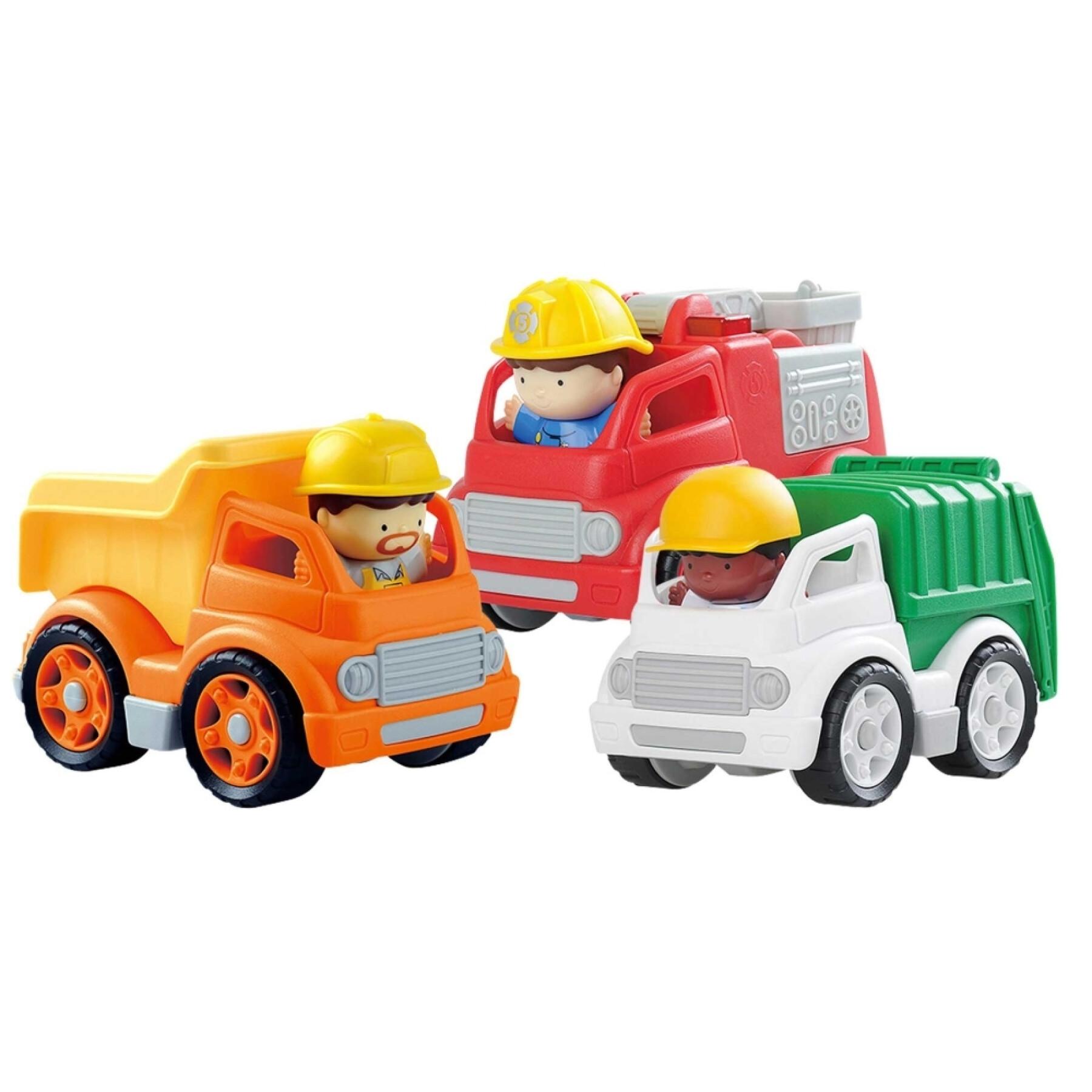 Zestaw 3 ciężarówek służb publicznych z figurkami PlayGo
