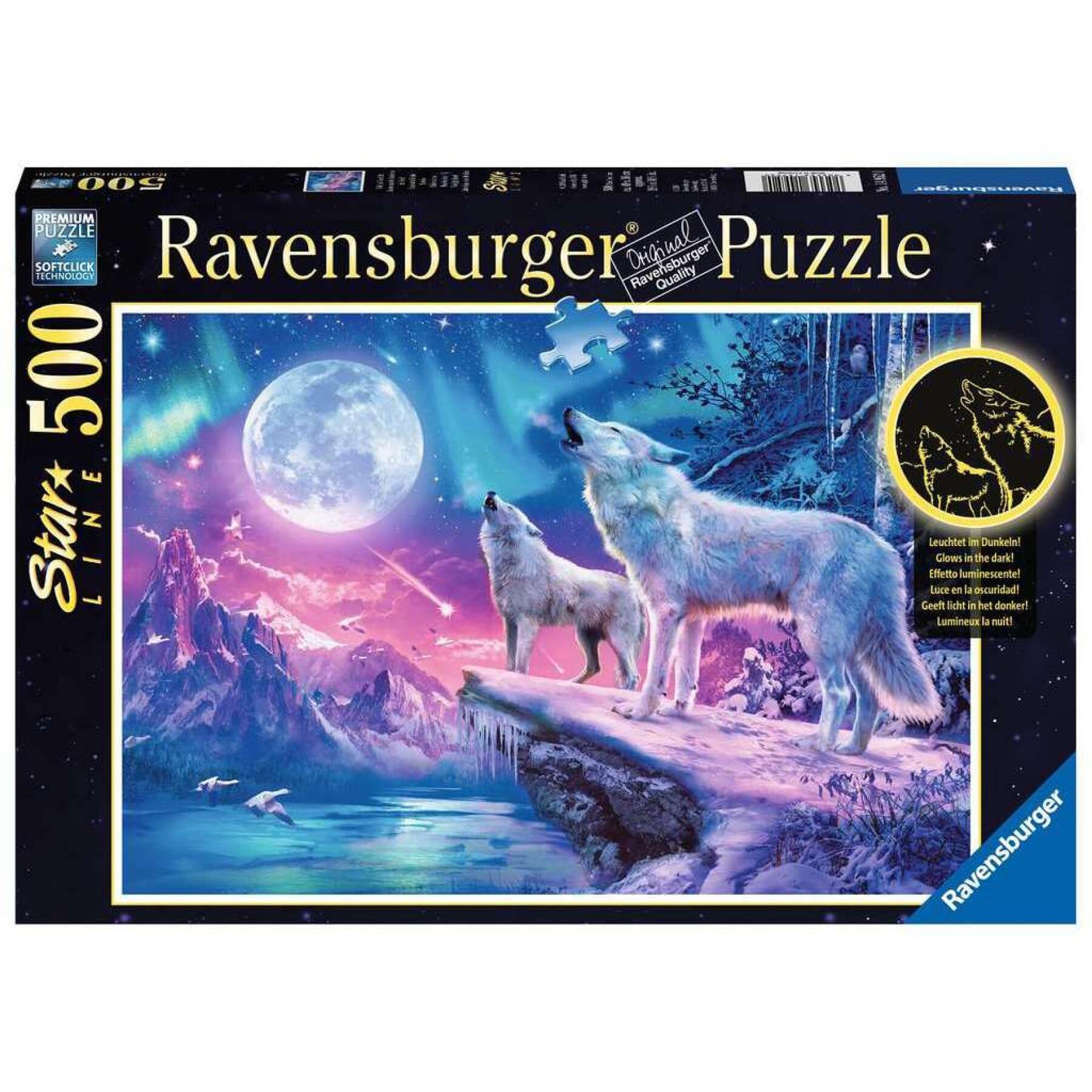 500 elementów star line puzzle wilki pod północnymi światłami Ravensburger