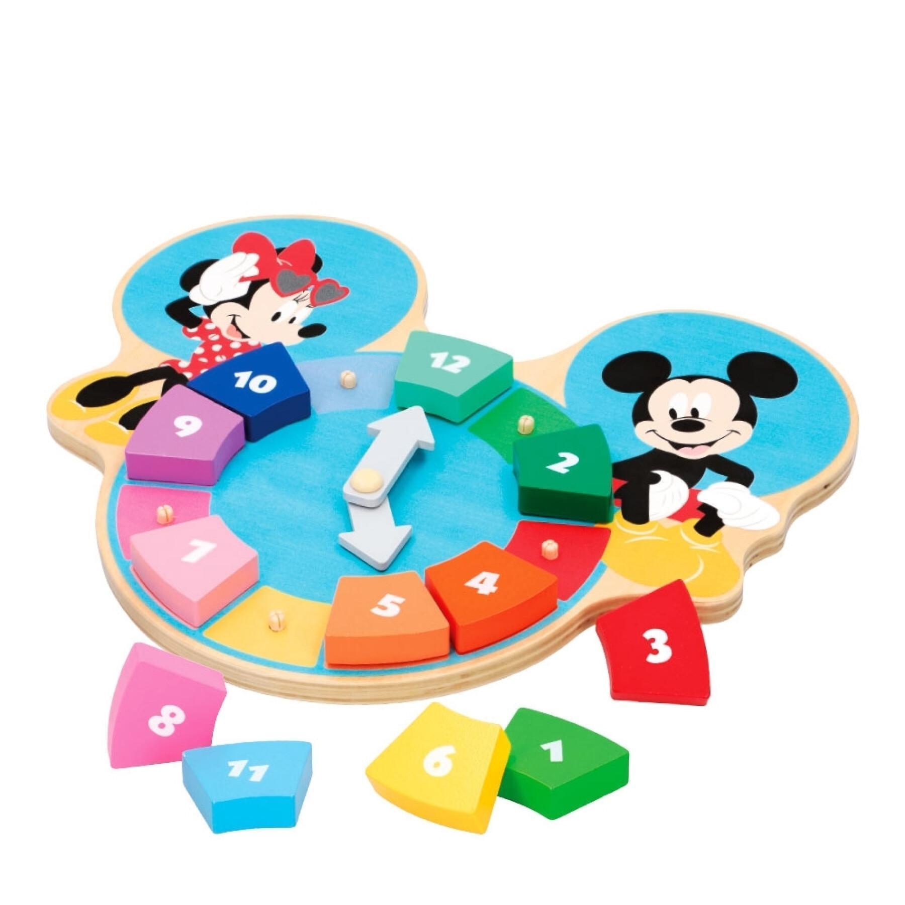 Drewniane puzzle z zegarem Woomax Mickey Mouse Eco