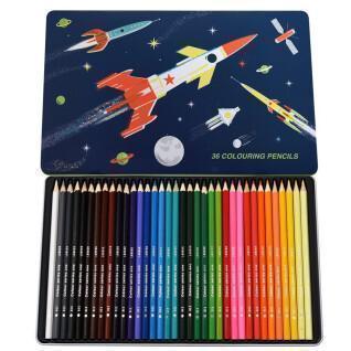 Pudełko 36 kolorowych kredek ołówkowych Rex London Space Age