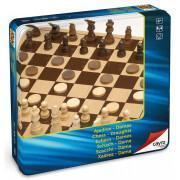 Drewniane zestawy szachowe w metalowym pudełku Cayro
