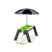 Stół do ćwiczeń w piasku i wodzie z parasolem i narzędziami ogrodniczymi Exit Toys Aksent