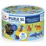 100 elementów neonowe puzzle z kartami zwierząt xl Puzzling